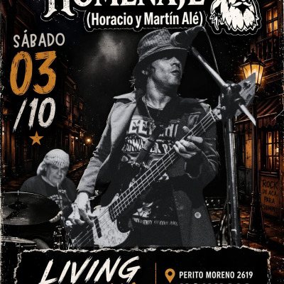 Afiche del homenaje a Korneta Suárez en Living Ushuaia, publicado por SalePlan