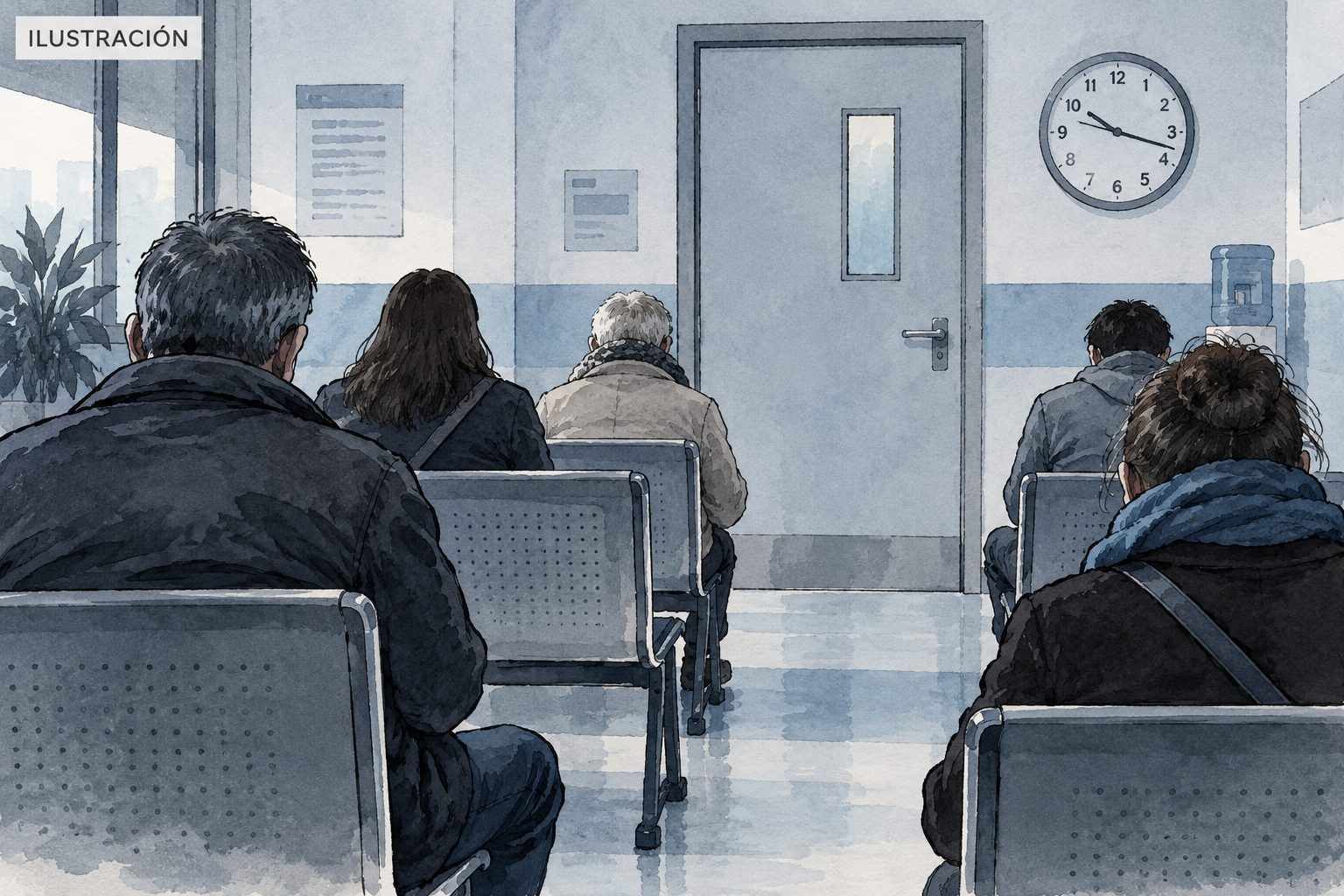 Sala de espera genérica. Ilustración con IA; no representa la Clínica San Jorge ni documenta los hechos.